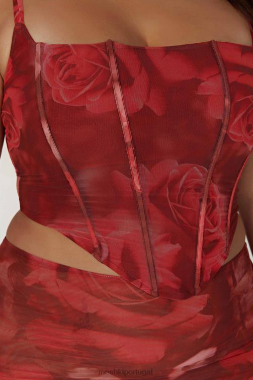 Meshki espartilho joanie com cadarço em malha BLLT896 roupas estampa rosa grande