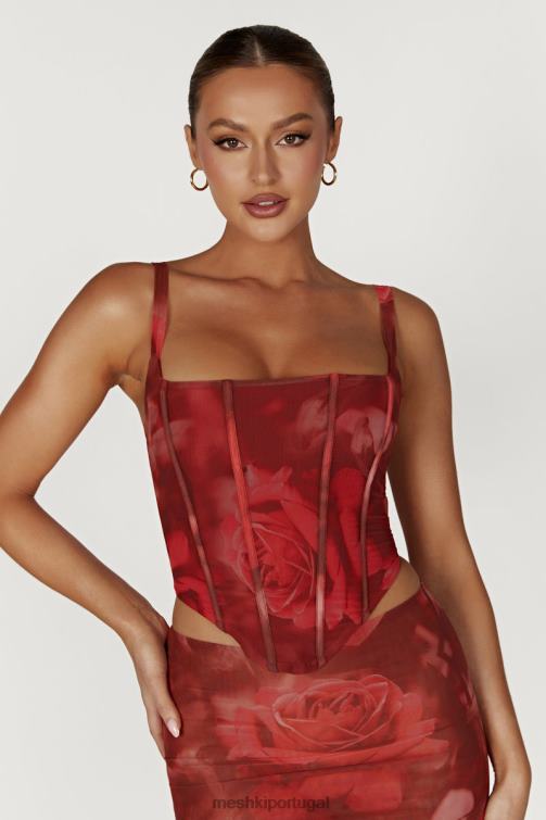 Meshki espartilho joanie com cadarço em malha BLLT896 roupas estampa rosa grande