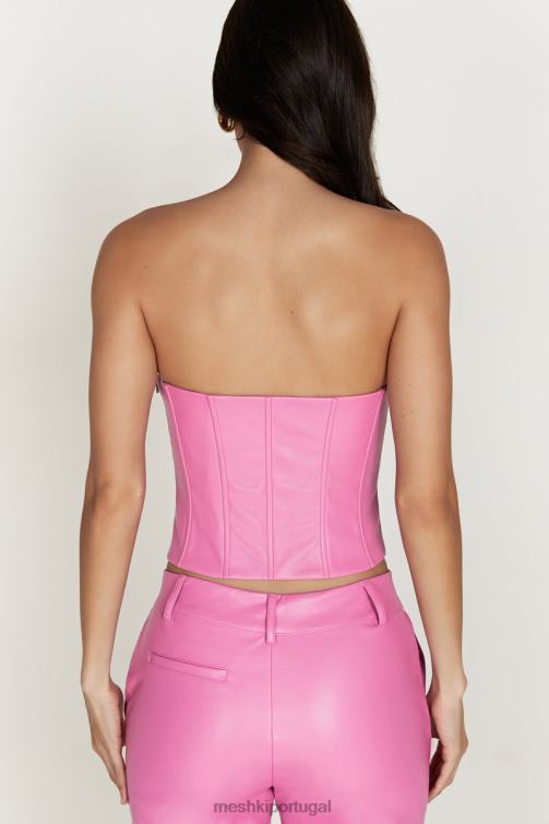 Meshki top espartilho matilda de couro sintético de linha longa BLLT1036 roupas rosa rosa